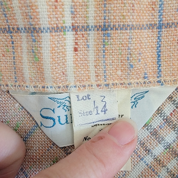 Vintage Summit Plaid A-Line Skirt in Peach and Tan Sz 14 - Picture 5 of 8